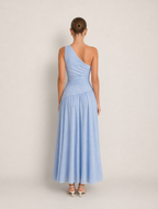 Briony Midikleid mit Raffung und One-Shoulder-Träger
