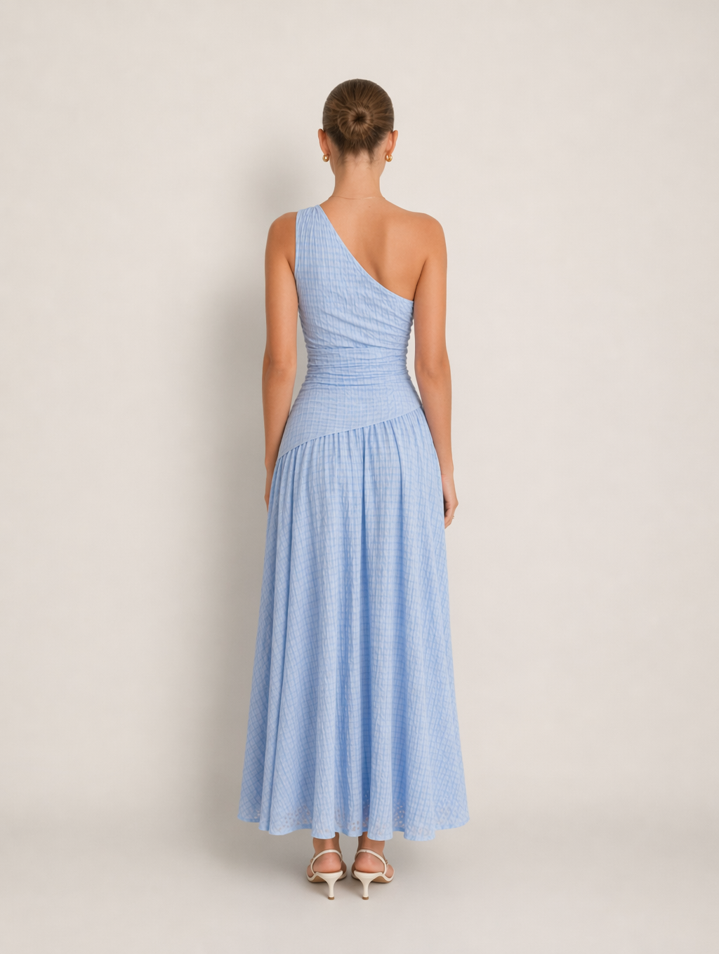 Briony Midikleid mit Raffung und One-Shoulder-Träger