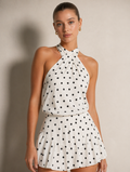Polka Dot Halter Ruffle Mini Dress