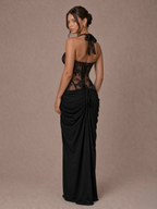 Theresa Lace Corset Slit Maxi Dress