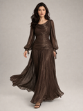Zephrina Nerissa ruched sheer maxi dress in brown