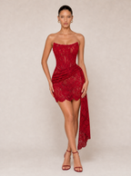 Zephrina Roselina strapless lace mini dress in black