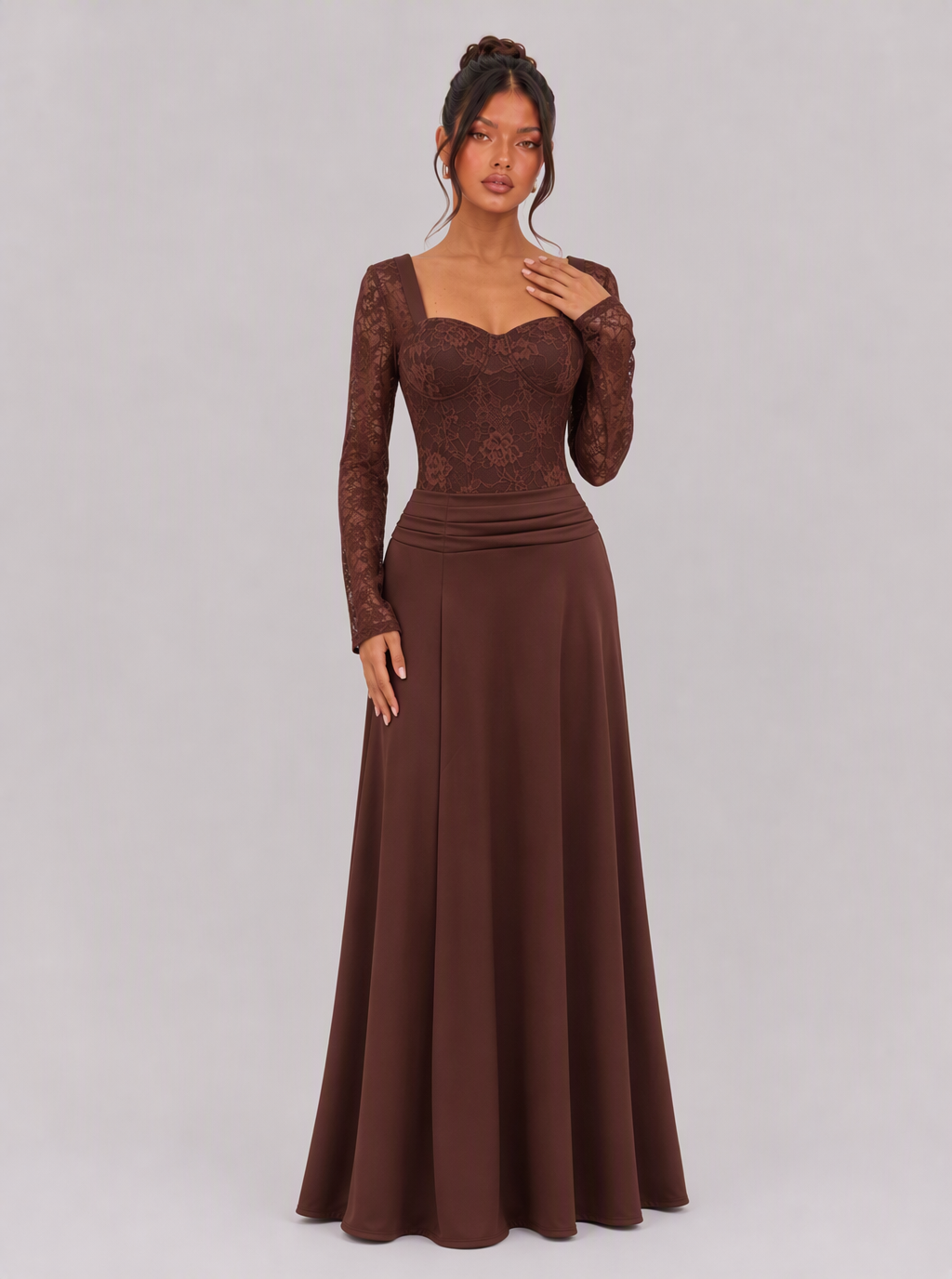 Wilhelmina Lace Sweetheart Maxi Dress