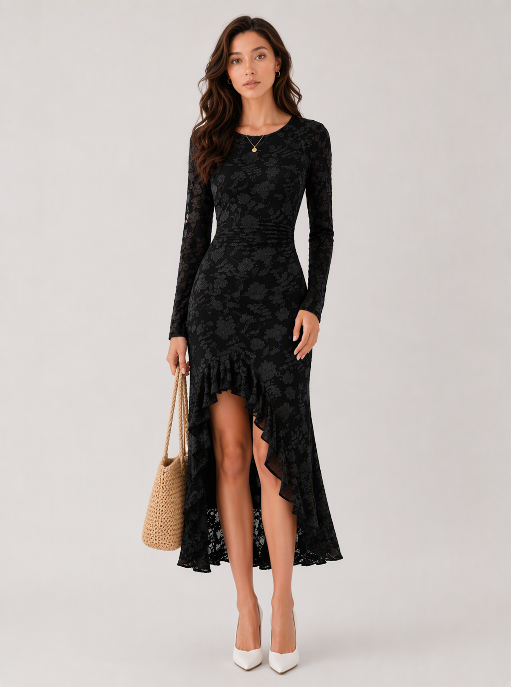 Clementina Floral High-Low Midi Dress