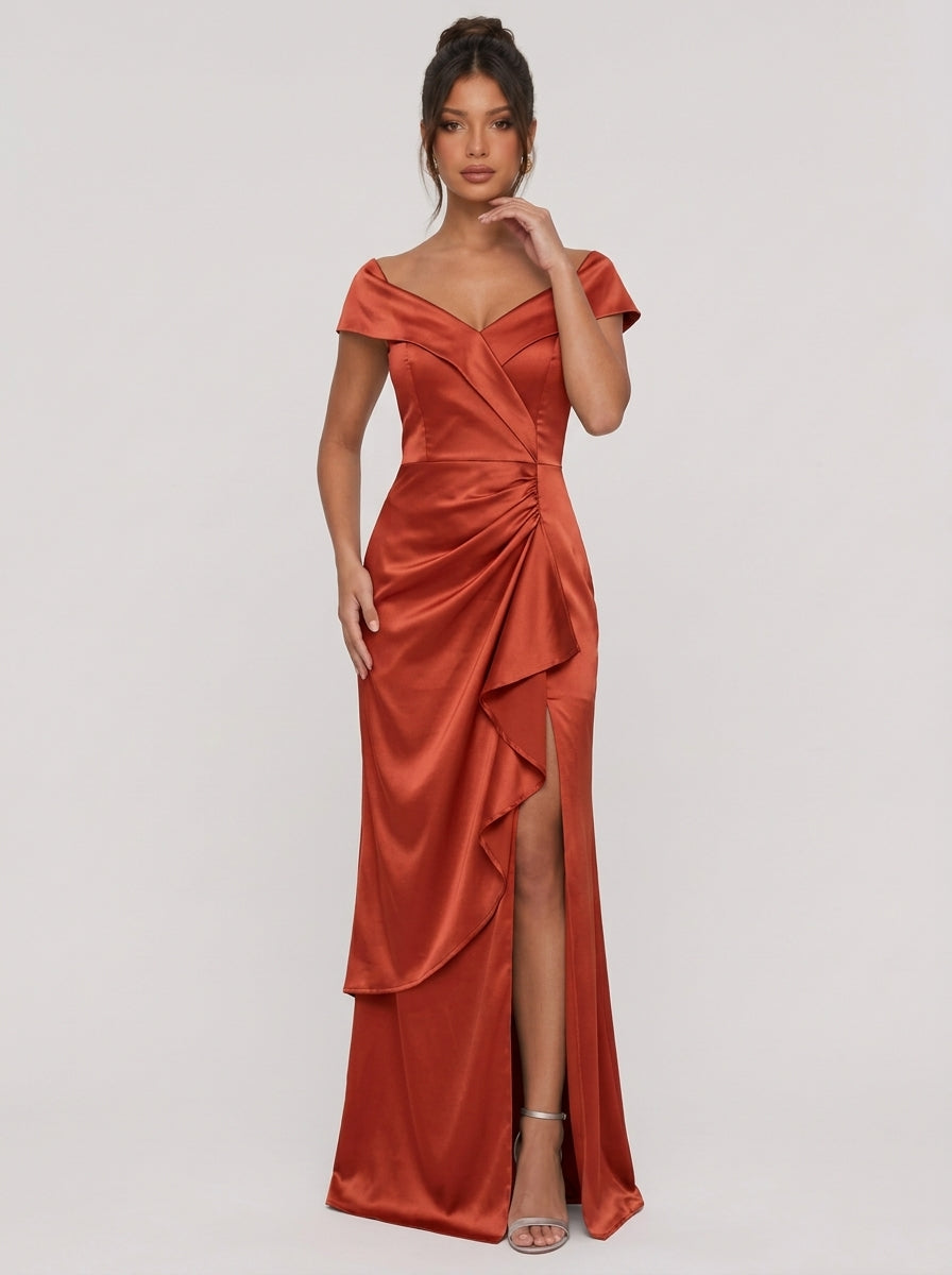Zephrina Honora ruched satin maxi dress