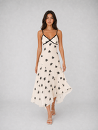 Amelia geblümtes Midikleid in Creme