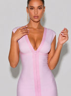 Zephrina Helena bandage V-neck mini dress in pink