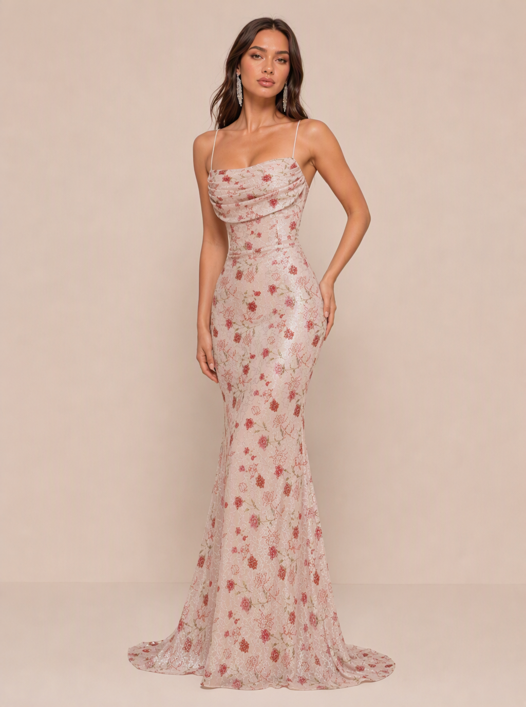 Zephrina Ottiliana floral embroidered maxi dress in pink