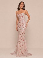 Zephrina Ottiliana floral embroidered maxi dress in pink
