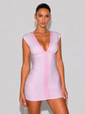 Zephrina Helena bandage V-neck mini dress in pink