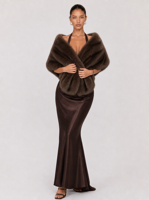 Marietta Draped Faux-Fur Shawl