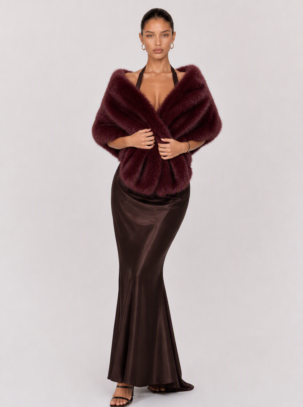 Marietta Draped Faux-Fur Shawl