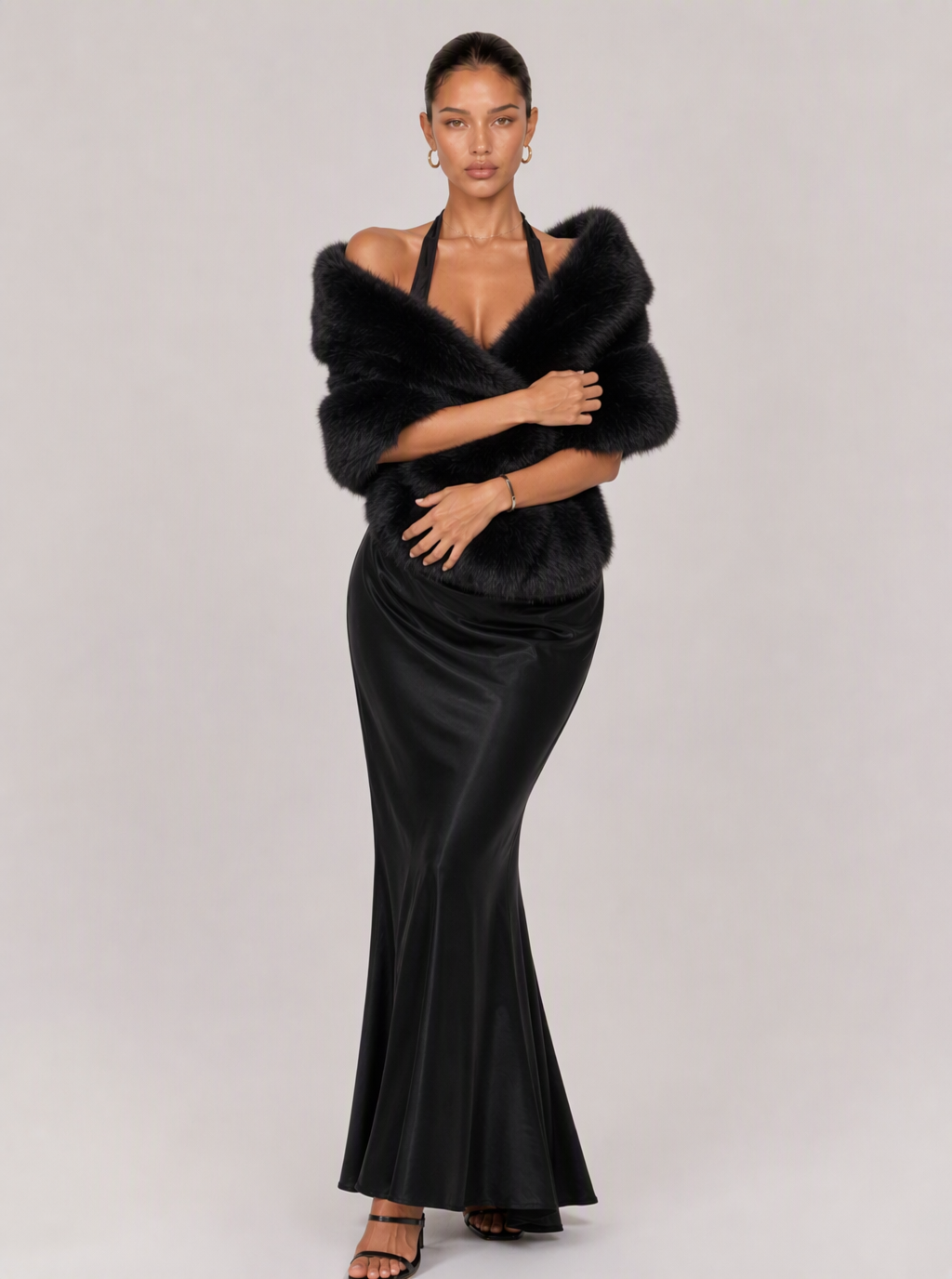 Marietta Draped Faux-Fur Shawl