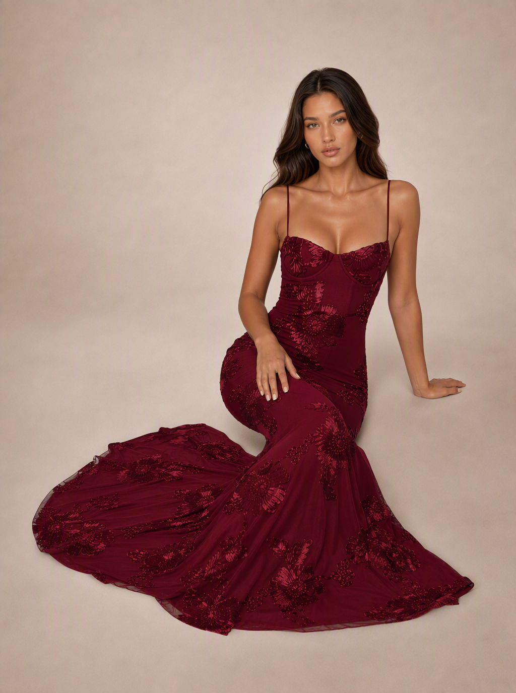 Zephrina Faelina embroidered mesh maxi dress