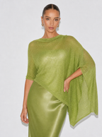 Zephrina Dahlia asymmetric knit poncho top in green