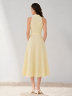 Sadie Midi-Hemdblusenkleid mit Neckholder und Gürtel