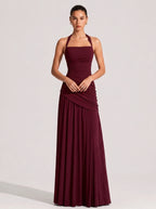 Helena Halter Ruched Maxi Dress