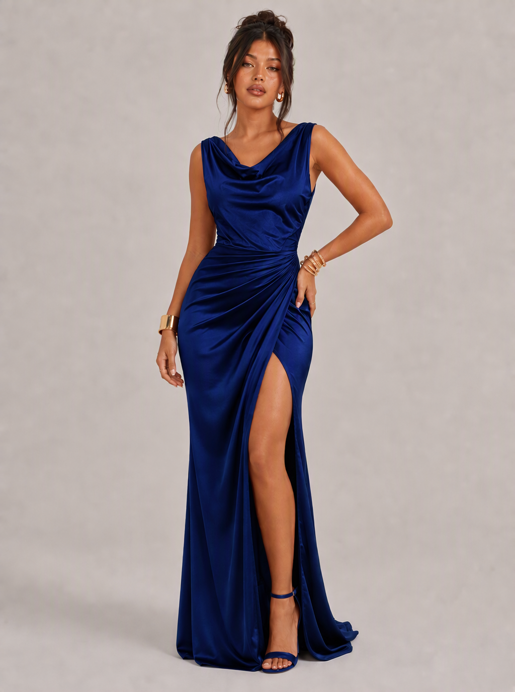 Vivia Cowl Slit Maxi Dress