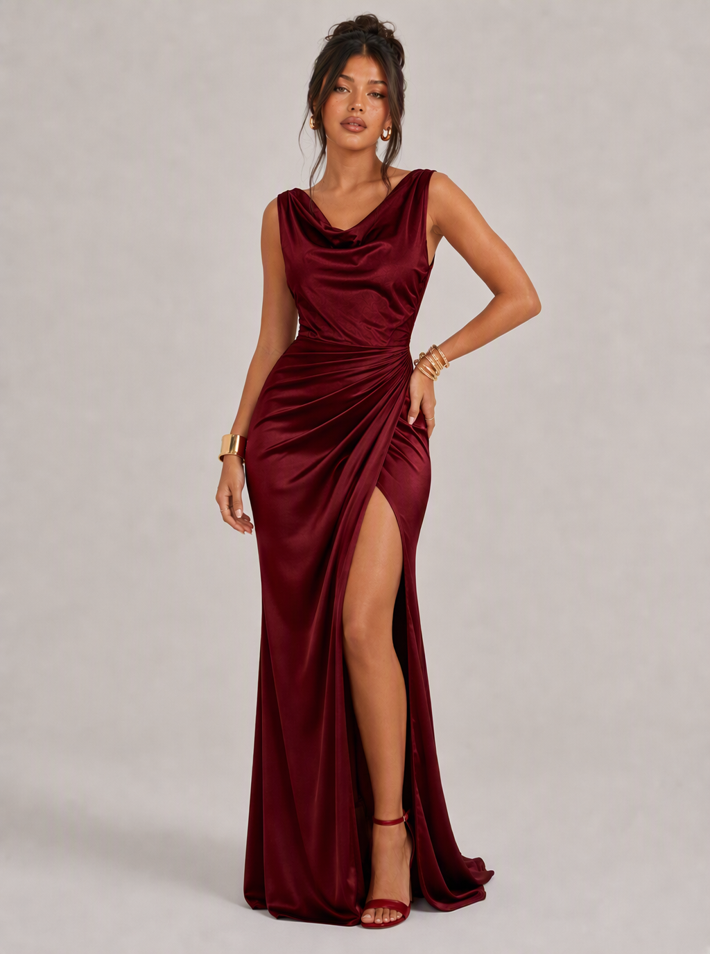 Vivia Cowl Slit Maxi Dress