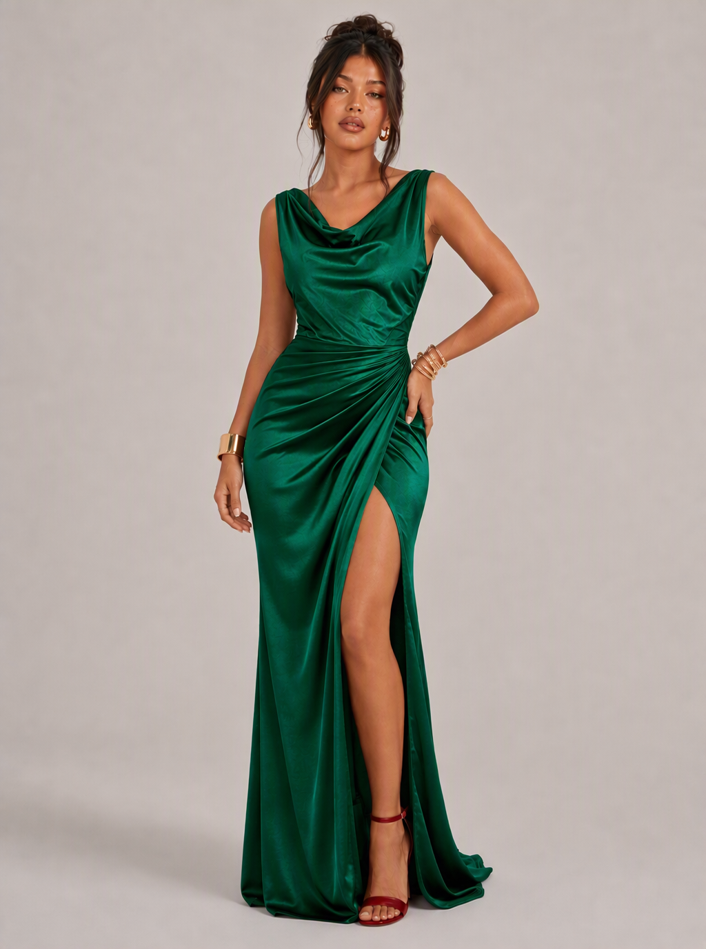 Vivia Cowl Slit Maxi Dress