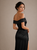 Zephrina Luvienne off-shoulder satin maxi dress