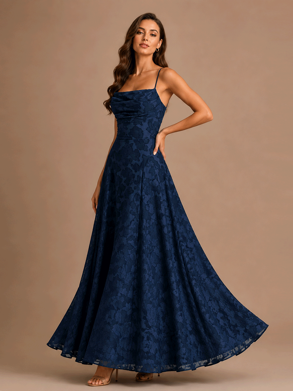 Spaghetti Strap Backless Floral Maxi Dress