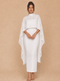 Zephrina Ismeria cape overlay midi dress in white