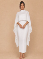 Zephrina Ismeria cape overlay midi dress in white