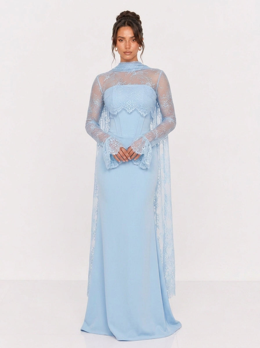 Zephrina Isadora lace drape maxi dress