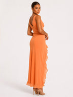 Zephrina Ava orangefarbenes Midikleid