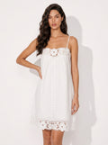 Zephrina Aminta lace trim mini dress in white