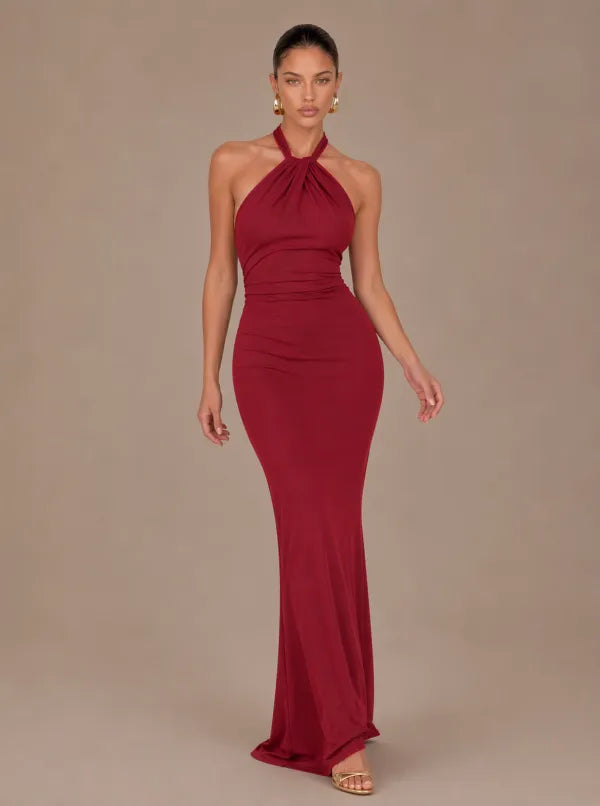 Zephrina Dorinda cross-halter maxi dress in sea green