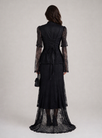 Zephrina Helena lace-peplum maxi dress in black