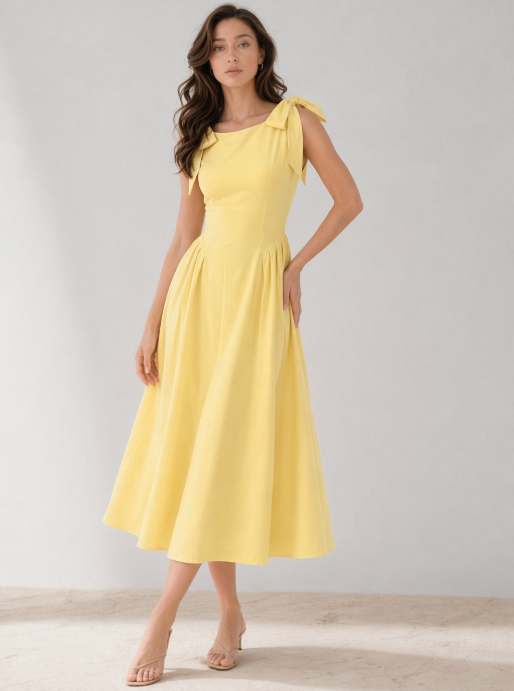Brooke Bow Shoulder Midi Dress