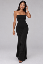 Zephrina Rosalina square-neck maxi dress in black