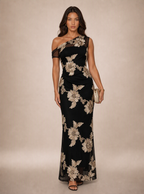 Zephrina Belviane one-shoulder embroidered maxi dress