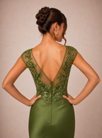 Zephrina Florimel botanical lace maxi dress in olive green