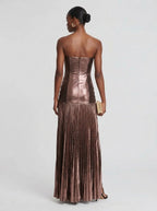 Zephrina Ondine pleated metallic maxi dress in purple