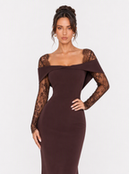 Zephrina Aurette lace sleeve column maxi dress