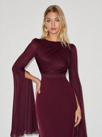 Zephrina Evelina satin cape sleeve maxi dress