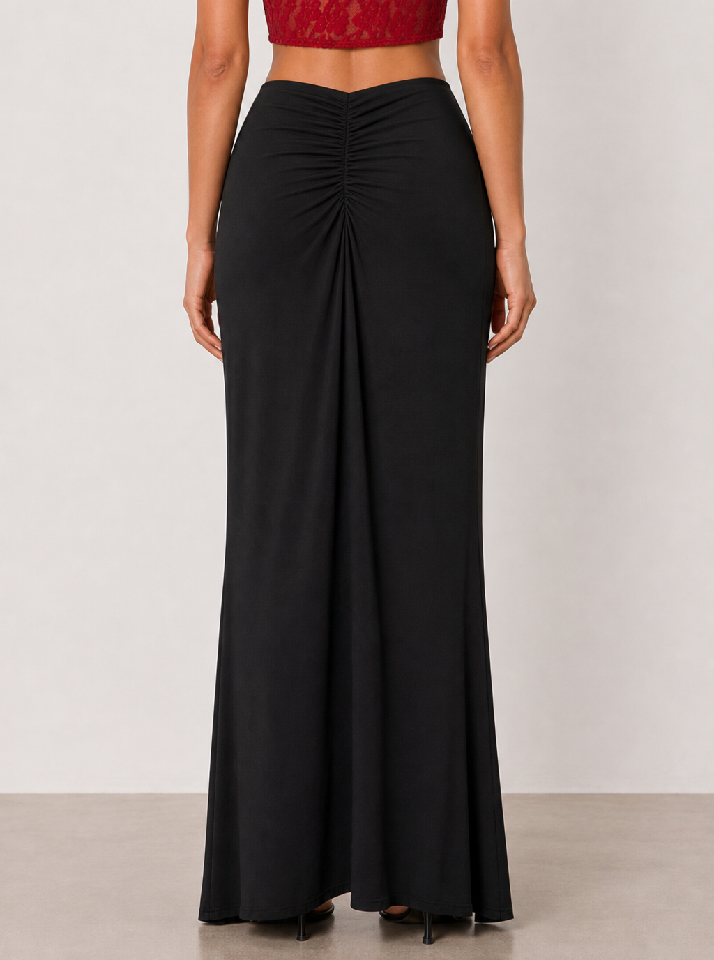 Zephrina Selene twist slit skirt in black