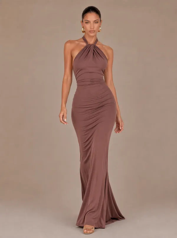 Zephrina Dorinda cross-halter maxi dress in sea green