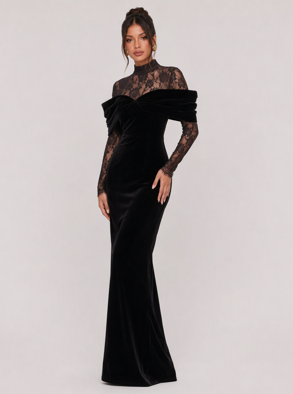 Zephrina Fabiella velvet lace maxi dress