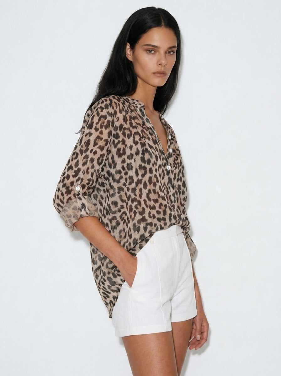 Vivica Leopard Chiffon Blouse