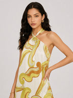Celia Abstract Halter Mini Dress