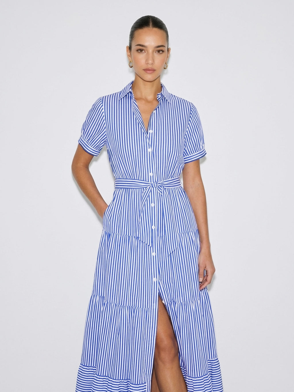 Juliette Striped Shirt Midi Dress