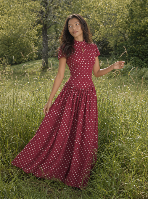 Allison Polka-Dot-Maxikleid zum Schnüren