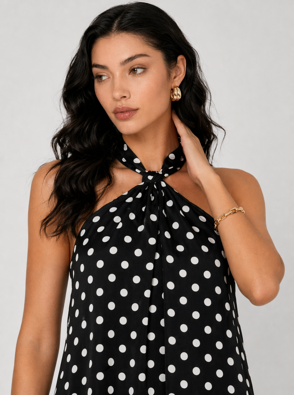 Marina Polka Dot Halter Mini Dress