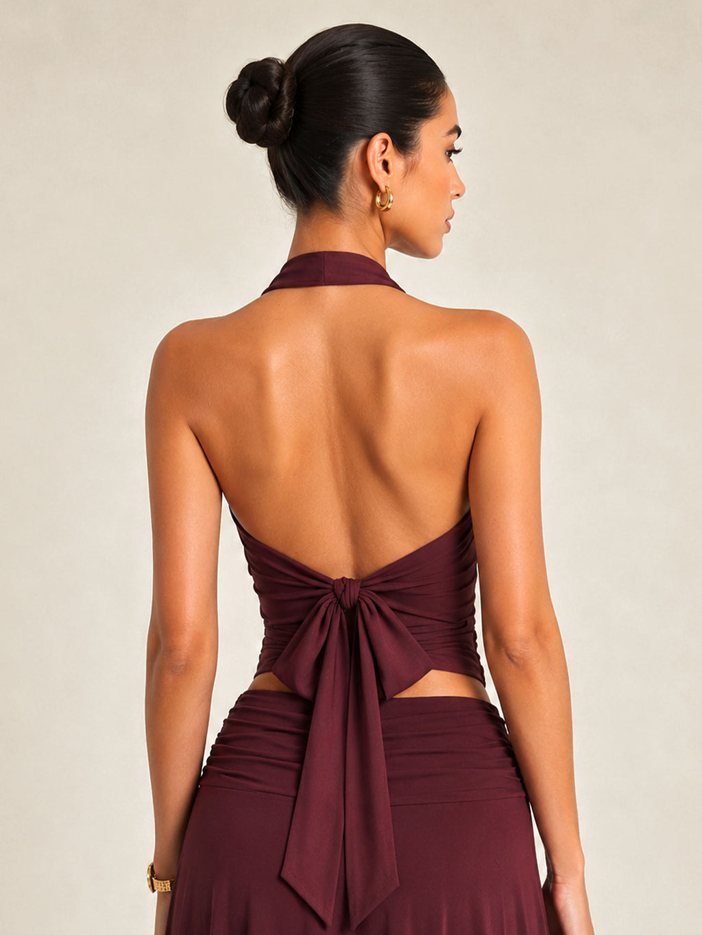 Sultry Halter  Crop Top + High-Waisted Maxi Skirt