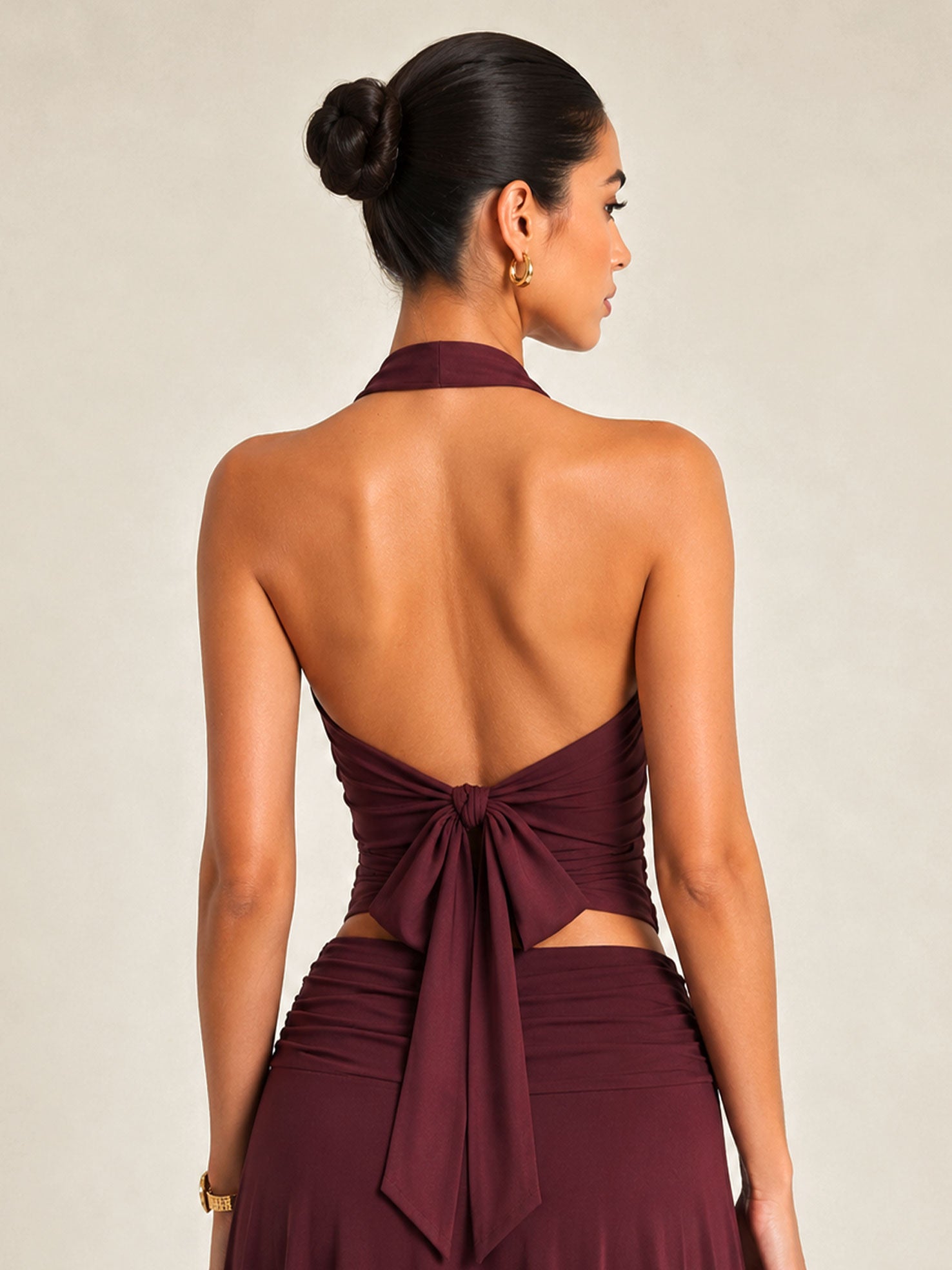 Sultry Halter  Crop Top + High-Waisted Maxi Skirt